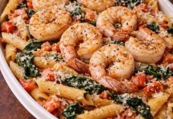 Tuscan Shrimp Pasta- Pescatarian Tuscan Shrimp Pasta- Pescatarian