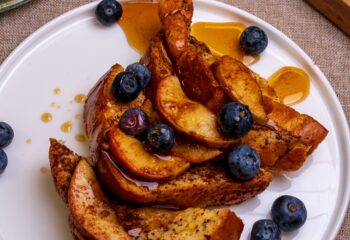 Cinnamon Apple Streusel Protein French Toast with Chantilly Cream