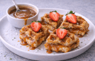 Salted Caramel Stuffed Protein Pan de Bono Waffle