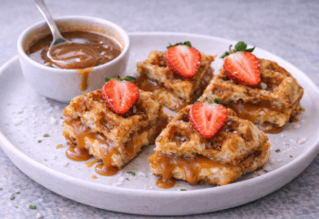 Salted Caramel Stuffed Protein Pan de Bono Waffle