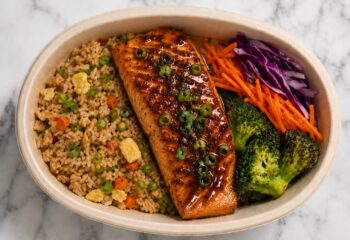 Teriyaki-Glazed Salmon with Aromatic Fried Rice- Pescatarian