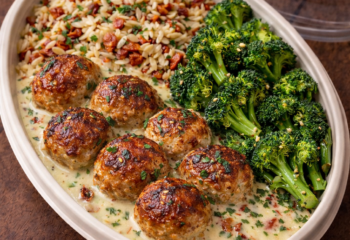 Tuscan Cream Turkey Meatballs w/ Sun-Dried Tomato Orzo- Mass Gainer