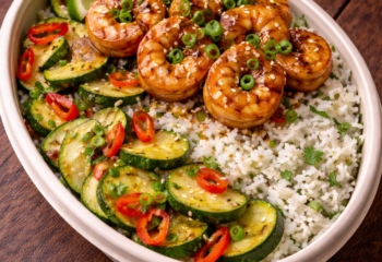 Ginger-Soy Shrimp with Coconut Jasmine Rice- Pescatarian