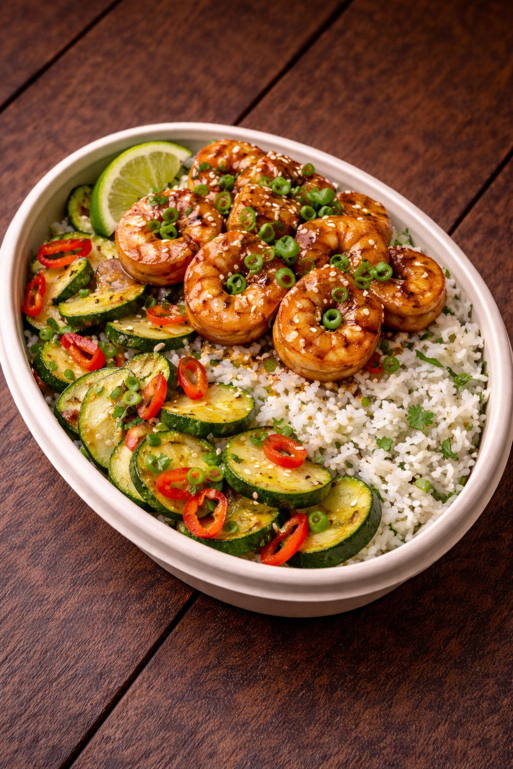 Ginger-Soy Shrimp with Coconut Jasmine Rice- Pescatarian