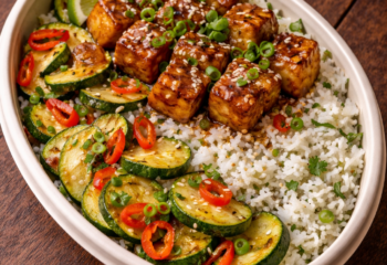 Ginger-Soy Tofu with Coconut Jasmine Rice- Vegan
