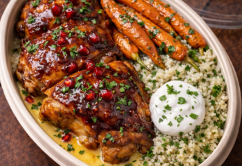 Crispy Chicken Thighs with Pomegranate Glaze- Protein Packed Crispy Chicken Thighs with Pomegranate Glaze- Protein Packed