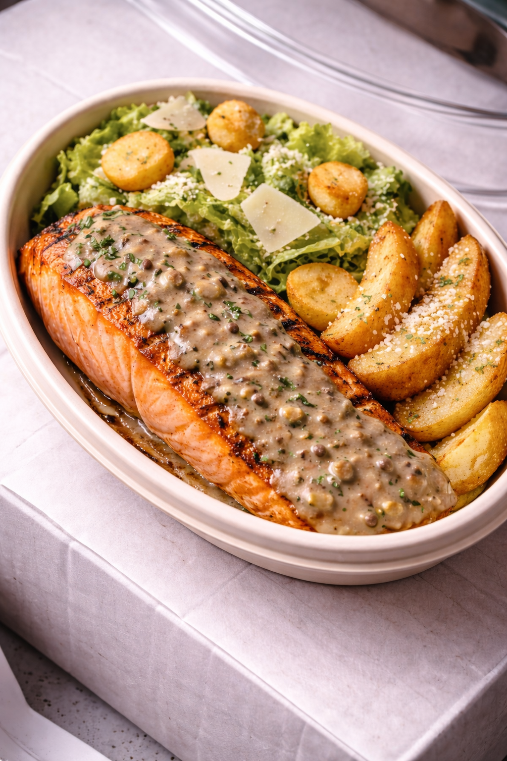 Grilled Salmon Frites- Pescatarian