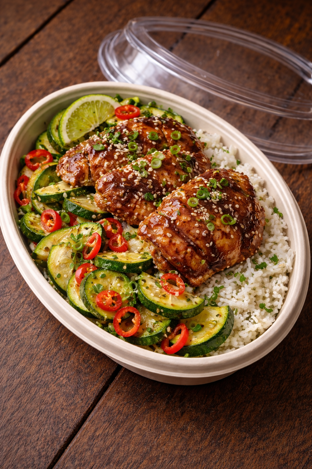 Ginger-Soy Chicken Thighs with Coconut Jasmine Rice- Mass Gainer