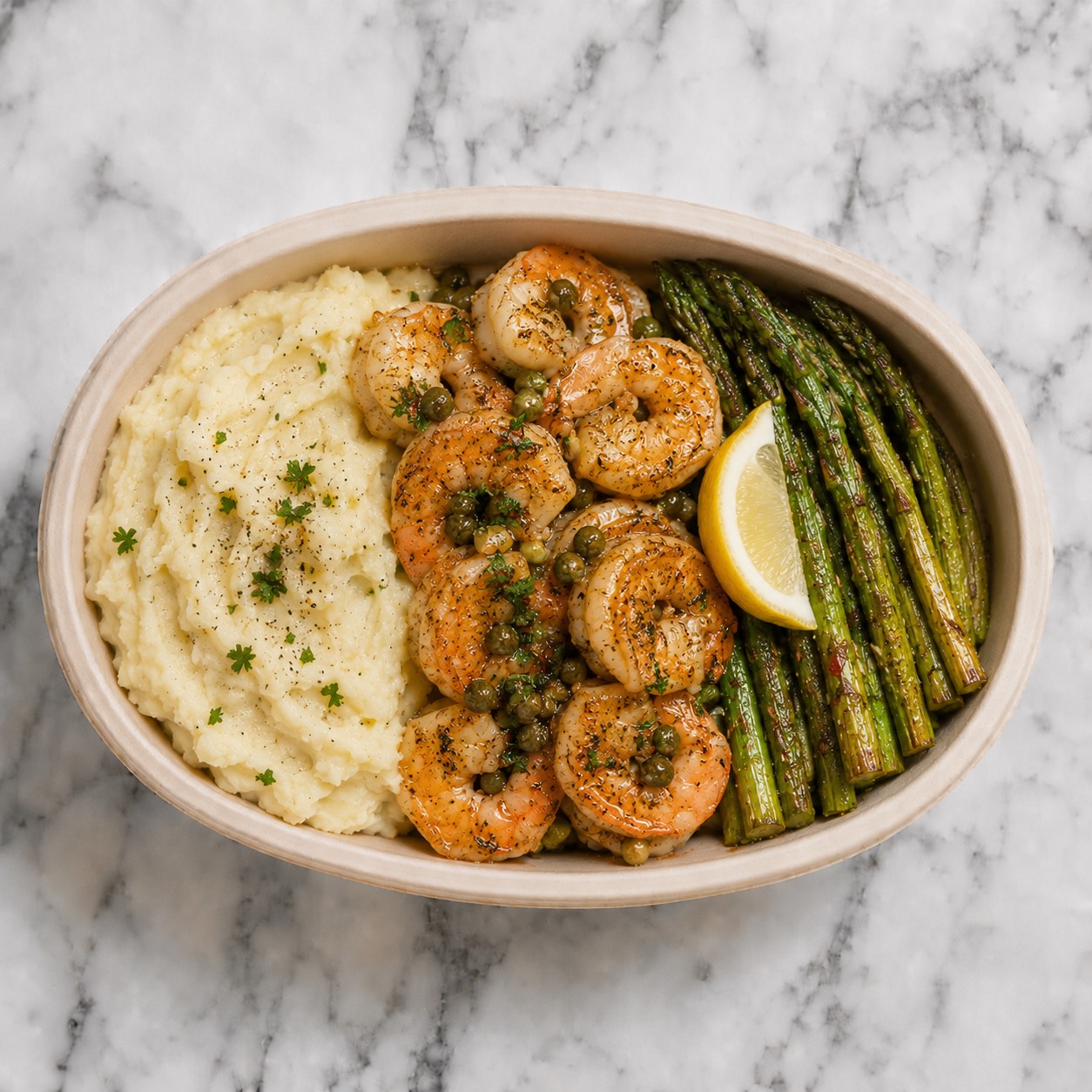 Shrimp Piccata w/ Creamy Mashed Potatoes- Protein Packed
