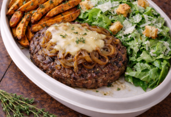 Bun-less Caramelized Onion & Gruyère Beef Patties - Low Carb