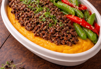 Lemongrass Ginger Plant Based Beef w/ Coconut Carrot Purée- Vegan