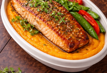 Lemongrass Ginger Salmon w/ Coconut Carrot Purée- Pescatarian