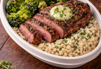 Garlic Butter Steak w/ Truffle Risotto- Clean & Balanced
