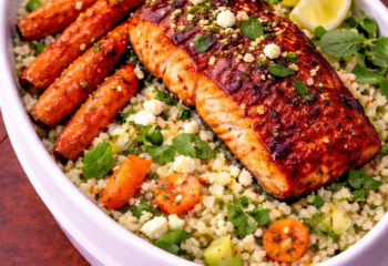 Harissa Honey Salmon with Roasted Carrots - Pescatarian