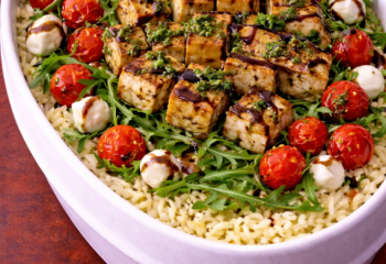 Caprese Mushroom Caps Bowl - Vegan
