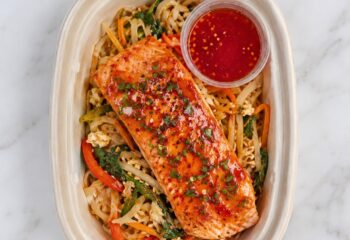 Sweet Chili Salmon with Pad Thai Noodles (GF/DF)  - Clean & Balanced
