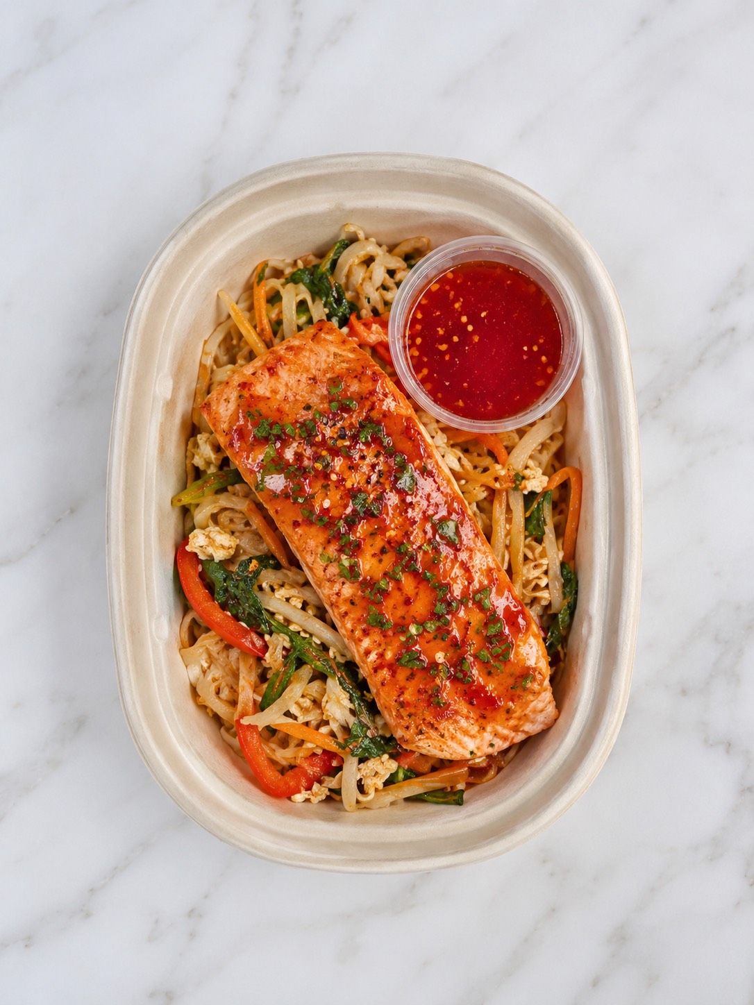 Sweet Chili Salmon with Pad Thai Noodles (GF/DF) - Pescatarian