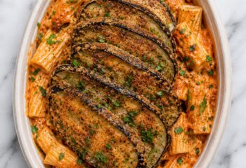 Eggplant Cutlet with Spicy Rigatoni - Vegan