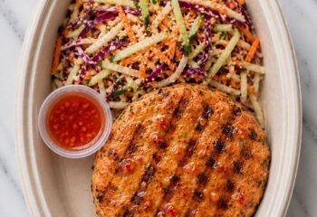 Bunless Thai Tofu Burger with Crunchy Asian Slaw (DF) - Vegan