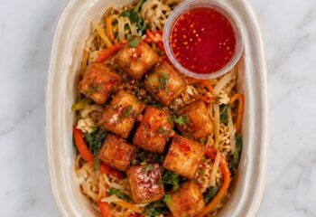 Sweet Chili Tofu with Pad Thai Noodles (GF/DF) - Vegan Sweet Chili Tofu with Pad Thai Noodles (GF/DF) - Vegan